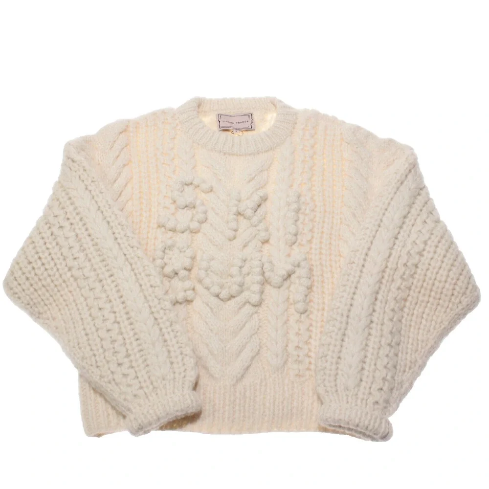 Lingua Franca NWOT Ski Bum Knit Sweater Size Small in Ivory Alpaca/Wool Blend - Picture 3 of 7